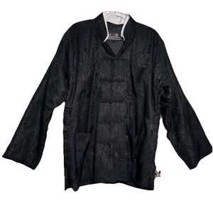 Artistic Palace Mens XL Asian Black Silk Brocade Kung Fu Lined Jacket